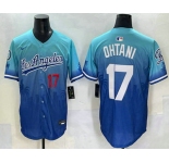Men's Los Angeles Dodgers #17 Shohei Ohtani Blue 2025 City Connect Limited Stitched Jersey