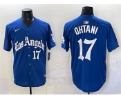 Men's Los Angeles Dodgers #17 Shohei Ohtani Blue 2025 LA Gothic Style With Fernando Patch Vapor Premier Limited Stitched Baseball Jersey