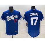 Men's Los Angeles Dodgers #17 Shohei Ohtani Blue Flex Base Stitched Baseball Jersey