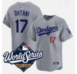 Men's Los Angeles Dodgers #17 Shohei Ohtani Gray 2025 World Series Limited Stitched Baseball Jersey