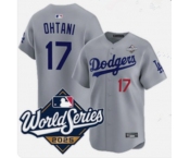 Men's Los Angeles Dodgers #17 Shohei Ohtani Gray 2025 World Series Limited Stitched Baseball Jersey