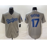 Men's Los Angeles Dodgers #17 Shohei Ohtani Gray Cool Base Stitched Jersey