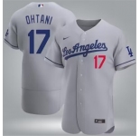 Men's Los Angeles Dodgers #17 Shohei Ohtani Gray Flex Base Stitched Baseball Jersey