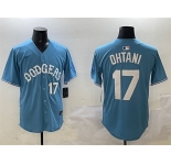 Men's Los Angeles Dodgers #17 Shohei Ohtani Light Blue Limited Stitched Baseball Jersey