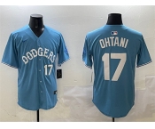Men's Los Angeles Dodgers #17 Shohei Ohtani Light Blue Limited Stitched Baseball Jersey