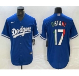Men's Los Angeles Dodgers #17 Shohei Ohtani Mexico Blue Cool Base Stitched Jerseys