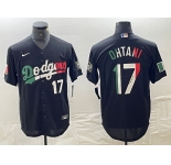 Men's Los Angeles Dodgers #17 Shohei Ohtani Number Mexico Black Cool Base Stitched Baseball Jersey
