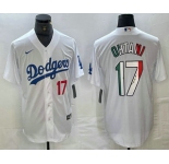 Men's Los Angeles Dodgers #17 Shohei Ohtani Number Mexico White Cool Base Stitched Jersey