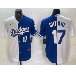 Mens Los Angeles Dodgers #17 Shohei Ohtani Number White Blue Two Tone Stitched Baseball Jersey