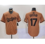 Men's Los Angeles Dodgers #17 Shohei Ohtani Olive Black Cool Base Limited Stitched Jersey