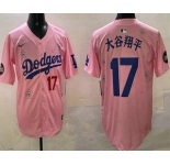 Men's Los Angeles Dodgers #17 Shohei Ohtani Pink Japanese 2025 Tokyo Series Limited Jersey