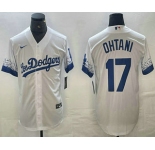 Men's Los Angeles Dodgers #17 Shohei Ohtani White 2021 City Connect Cool Base Stitched Jersey