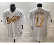Men's Los Angeles Dodgers #17 Shohei Ohtani White 2022 All Star Stitched Cool Base Nike Jersey