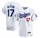 Men's Los Angeles Dodgers #17 Shohei Ohtani White 2024 World Series Champions Home Limited Stitched Baseball Jersey