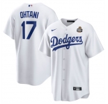 Men's Los Angeles Dodgers #17 Shohei Ohtani White 2024 World Series Cool Base Stitched Baseball Jersey