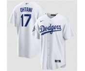 Men's Los Angeles Dodgers #17 Shohei Ohtani White 2025 World Series Champions Stitched Baseball Jersey