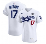 Men's Los Angeles Dodgers #17 Shohei Ohtani White 2025 World Series Cool Base Sttiched Jersey
