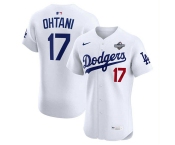 Men's Los Angeles Dodgers #17 Shohei Ohtani White 2025 World Series Cool Base Sttiched Jersey