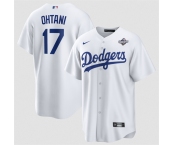 Men's Los Angeles Dodgers #17 Shohei Ohtani White 2025 World Series Home Cool Base Stitched Baseball Jersey