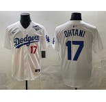Men's Los Angeles Dodgers #17 Shohei Ohtani White 2025 World Series Home Limited Stitched Baseball Jersey