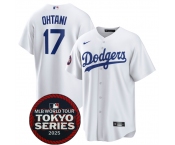 Men's Los Angeles Dodgers #17 Shohei Ohtani White 2025 World Tour Tokyo Series Home Stitched Baseball Jersey