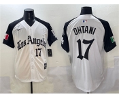 Men's Los Angeles Dodgers #17 Shohei Ohtani White Black Mexico 2025 LA Gothic Style With Fernando Patch Vapor Premier Limited Stitched Baseball Jersey