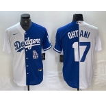 Men's Los Angeles Dodgers #17 Shohei Ohtani White Blue Two Tone Stitched Baseball Jersey