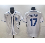 Men's Los Angeles Dodgers #17 Shohei Ohtani White Cool Base Stitched Baseball Jersey