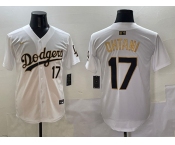 Men's Los Angeles Dodgers #17 Shohei Ohtani White Gold Limited Stitched Baseball Jersey
