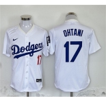 Men's Los Angeles Dodgers #17 Shohei Ohtani White Home Limited Stitched Baseball Jersey
