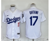 Men's Los Angeles Dodgers #17 Shohei Ohtani White Home Limited Stitched Baseball Jersey