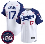 Men's Los Angeles Dodgers #17 Shohei Ohtani White Royal 2025 Tokyo Series Limited Stitched Baseball Jersey