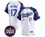 Men's Los Angeles Dodgers #17 Shohei Ohtani White Royal 2025 Tokyo Series Limited Stitched Baseball Jersey