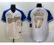 Men's Los Angeles Dodgers #17 Shohei Ohtani White Royal Gold 2024 World Series Champions Vapor Limited Stitched Baseball Jersey