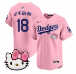 Men's Los Angeles Dodgers #18 山本由伸 Pink 2025 Hello Kitty Vapor Limited Stitched Baseball Jersey