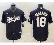 Men's Los Angeles Dodgers #18 Yoshinobu Yamamoto Black Cool Base Stitched Jersey
