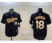 Men's Los Angeles Dodgers #18 Yoshinobu Yamamoto Black Gold Limited Stitched Baseball Jersey