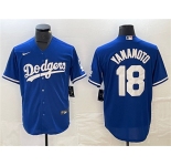 Men's Los Angeles Dodgers #18 Yoshinobu Yamamoto Blue Cool Base Stitched Jersey