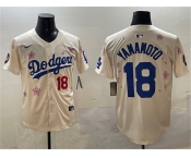 Men's Los Angeles Dodgers #18 Yoshinobu Yamamoto Cream 2025 Tokyo Series Limited Stitched Baseball Jersey