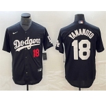Mens Los Angeles Dodgers #18 Yoshinobu Yamamoto Nike Black Fashion Baseball Jersey