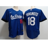 Mens Los Angeles Dodgers #18 Yoshinobu Yamamoto Nike Royal City Connect Jersey