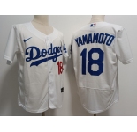 Mens Los Angeles Dodgers #18 Yoshinobu Yamamoto Nike White Home FlexBase Player Jersey