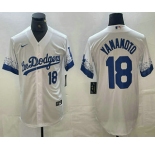 Men's Los Angeles Dodgers #18 Yoshinobu Yamamoto Number White 2021 City Connect Cool Base Stitched Jerseys