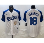 Men's Los Angeles Dodgers #18 Yoshinobu Yamamoto Number White Blue Fashion Stitched Cool Base Limited Jerseys