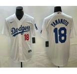 Men's Los Angeles Dodgers #18 Yoshinobu Yamamoto Number White Stitched Cool Base Nike Jersey