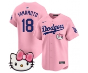 Men's Los Angeles Dodgers #18 Yoshinobu Yamamoto Pink 2025 Hello Kitty Vapor Limited Stitched Baseball Jersey