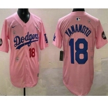 Men's Los Angeles Dodgers #18 Yoshinobu Yamamoto Pink 2025 Tokyo Series Limited Jersey