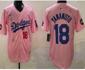 Men's Los Angeles Dodgers #18 Yoshinobu Yamamoto Pink 2025 Tokyo Series Limited Jersey