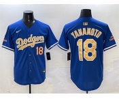 Men's Los Angeles Dodgers #18 Yoshinobu Yamamoto Royal 2025 Gold Collection Limited Stitched Baseball Jersey