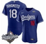 Men's Los Angeles Dodgers #18 Yoshinobu Yamamoto Royal 2025 World Series Limited Stitched Baseball Jersey